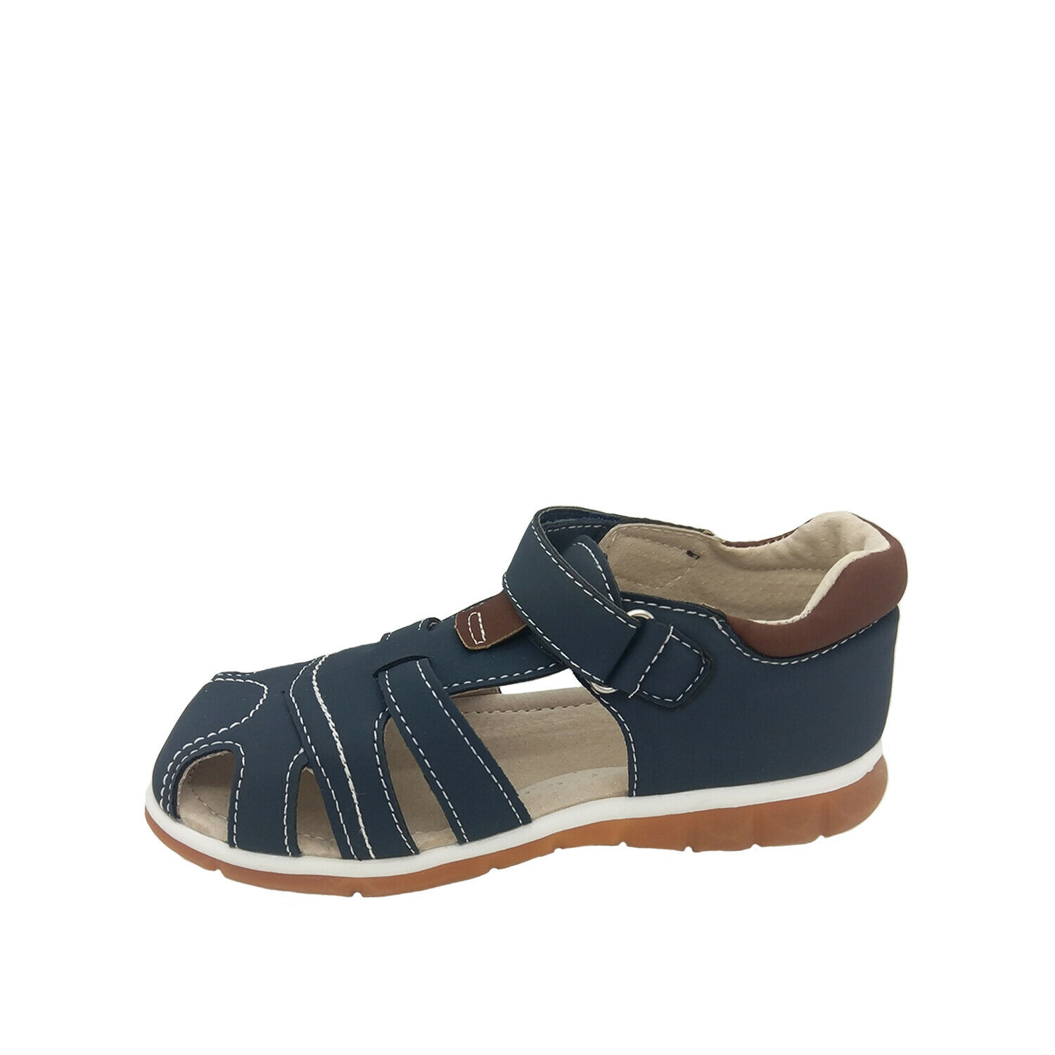 Boys Shoes Grosby Nathan Sandal Closed Toe Heel Soft 2 Tone Navy/Tan Size 4-8.5 