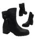 Ladies Boots No Shoes Lamb Fluffy trim Heel Ankle Boot Zip Side
