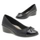 Bellissimo Bridgette Ladies Shoes Black Slip on Court Patent Toe Woven Look