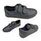 Boys Shoes Grosby Sully Black Leather Hook and Loop School Shoes Flats
