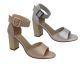 Ladies Shoes No Shoes Blondy Rose Gold, Silver Wood look Heel Open Toe