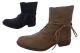 Ladies Boots No Shoes Laces Black or Taupe Lace Up Microfibre Ankle Boot 6-11