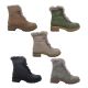 Bay Lane Alpine Womens Boots Faux Fur Trim Low Heel Zip Side Lace Up