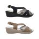Lorella Billie Ladies Sandal Wedge Sole Buckle Slingback Snake Trim Cross Straps