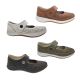 Just Bee Cada Ladies Shoes Leather Upper Casual Flats Removable Insole Adjustable Strap