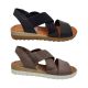 Jemma Claire Ladies Leather Sandals Slingback with Cross Elastic Strap Soft Insole