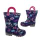 Jellies Daisy Lights Girls Gumboots Light Up Sole Pull on Loops Flower Print