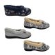 Panda Electra Ladies Slippers Slip on Cosy Furry Trim Bow Front Comfy Sole