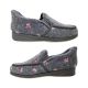 HomyPed Clip In Ladies Slipper Step-in back Double Elastic Soft Fabric Grey Floral