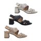 Step On Air Joan Ladies Shoes Sandals Low Heel Shiny Dressy Metallic Punch Out Upper