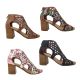 Step On Air Kage Ladies Shoes Heel Caged Sandals Zip Back Punchout Upper