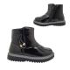 Grosby Kit Little Girls Ankle Boots Cute Patent Upper Side Zip Flat Sole