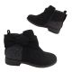 Girls Boots Miss Sachi Melody Glitter Ankle Boots Zip Side Elastic Suede Look 