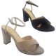 Ladies Clarice Ziandra Black or Beige Velvet Block Heels Formal Work Shoe 5-10