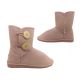 Grosby Snuggle Buttons Girls Slippers Boots Furry Lining Slip On Ankle Boot 