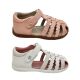 Grosby Spritz Little Girls Sandals Heel In Covered Toe Shimmer Straps Flexi Sole