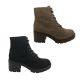 Ladies Boots Bellissimo Charrise Chunky Ankle Boot MicroSuede Lace Zip Up