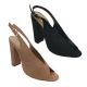 Ladies No Shoes Vee Micro Suede Peep Toe Slingback Buckle High Heel