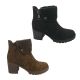 Ladies Shoes WildSole Adeen Womens Chunky Sole Ankle Boots Fur Trim Zip Side