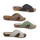 No! Shoes Yeast Ladies Sandals Slides Weave Front Slip On Low Wedge