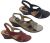 Ladies Shoes Leather MG Fern Sandals Black Red Or Pewter Wedge Shoe Size 5-10  