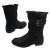 Girls Boots Bellissimo Frankie Black Boots Mid-Calf Zip Buckle Fur Trim