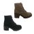Ladies Boots Bellissimo Charrise Chunky Ankle Boot MicroSuede Lace Zip Up