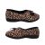 Grosby Valentine Ladies Slippers V-cut Leopard Velour Slip On Slipper 