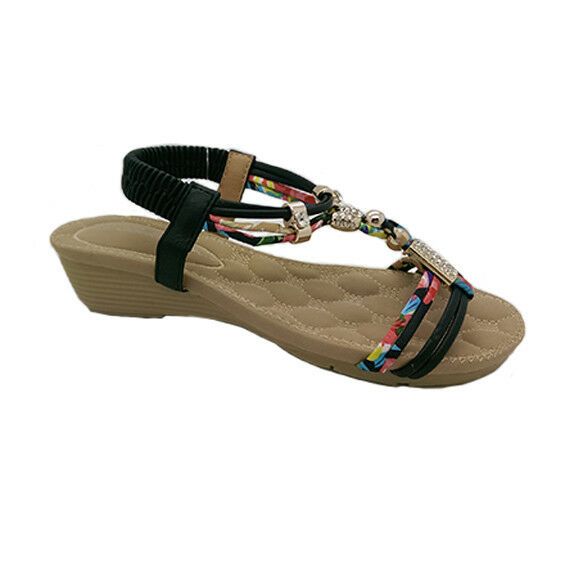 Girls Sandals Bellissimo Cindy Black and Floral Slingback Sandal Size 11-4 New