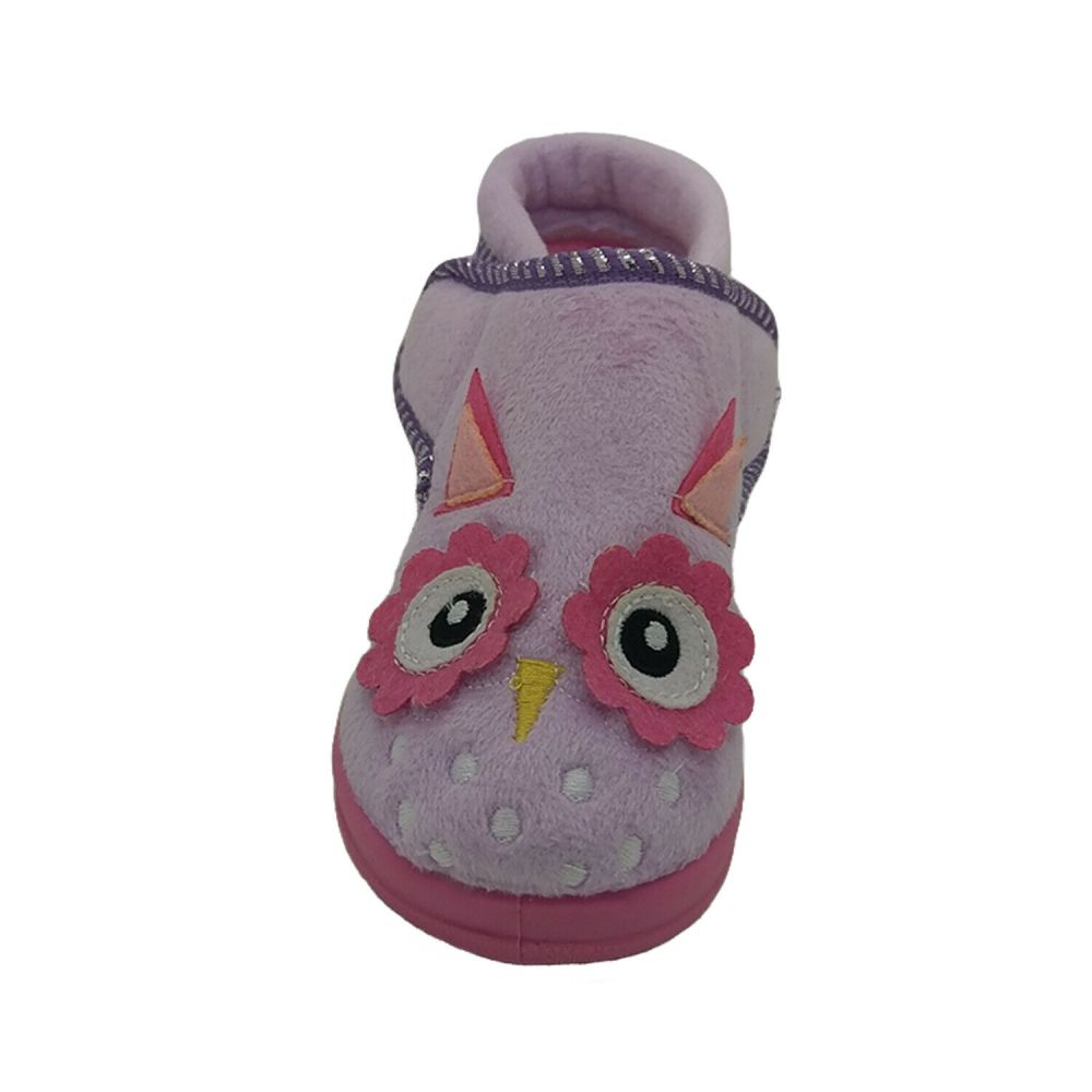 Girls Slippers Grosby Owl Double Fastening Tab Lilac Boot Slipper Size 4-12