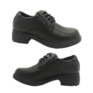 Ladies School Shoes Grosby Ellery Lace up Leather Light Heel Black Shoes AU 5-10