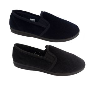 Mens Slippers Grosby Arthur Navy or Charcoal Slip on with Elastic New Sizes 6-12