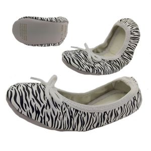 Girls Shoes Jiffies Ballet Flats/Slippers Black/White Zebra Print 7-1 Cute Shoe