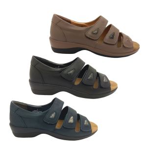 Jemma Adora Leather Upper 3 Adjustable Strap Orthotic Sandal 6-11