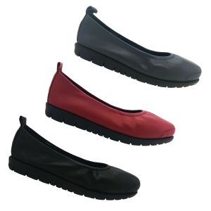 Ladies Shoes Borelli Comfy Leather Ballet Flat Elastic Comfort Soft Work 5-12