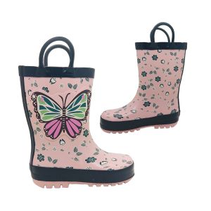 Jellies Flutter Girls Gumboots Butterfly Design Pull On Loops Cute Print