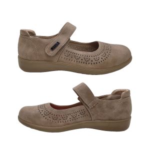 Reva Greta Ladies Shoes Mary Jane Style Adjustable Cushioned Insole Sand 