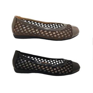 Bellissimo Lola Ladies Low Cut Ballet Flats Slip On Patent with Cutouts 