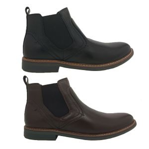 Mens Boots Borelli Ricardo Leather Elastic Ankle Boot Formal Work Black Tan 7-12