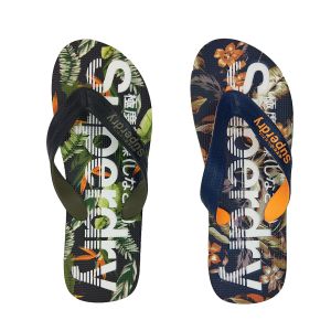 Superdry Scuba Tropical Flip Flop Mens Thongs Slip On Tropical Print Insole 