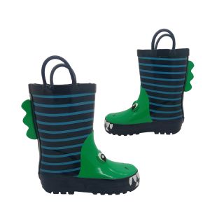 Jellies Snapper Boys Gumboots Crocodile Design with Rear Fin Pull on Loops
