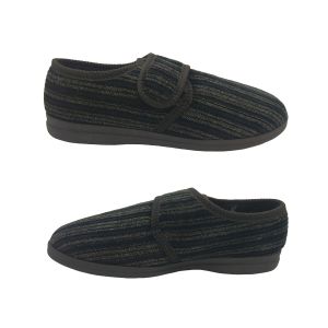 Grosby Thurston Mens Slippers Hook and Loop Tab Soft Cord Upper Flat Sole