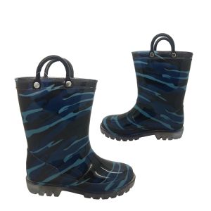 Jellies Trooper Boys Gumboots Light Up Sole Pull on Wellies Fun Camo Print 