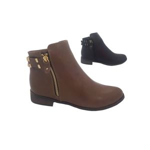 Ladies Boots Cherry Warm Black or Taupe Zip Up Ankle Boot Heel 6-10 Comfy Shoe
