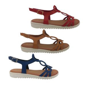 Step On Air Zali Ladies Sandal Comfort Insole Buckle Slingback Circle Design Flat