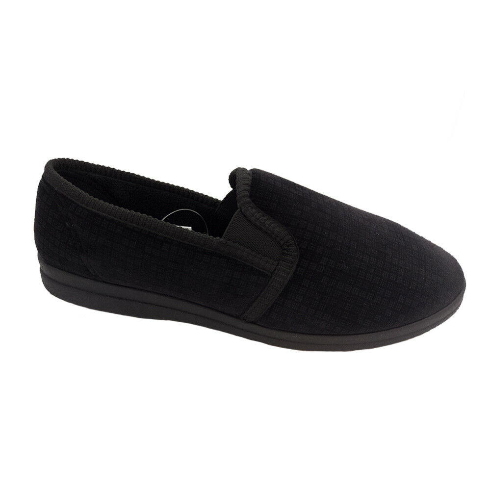 Mens Slippers Grosby Arthur Navy or Charcoal Slip on with Elastic New ...