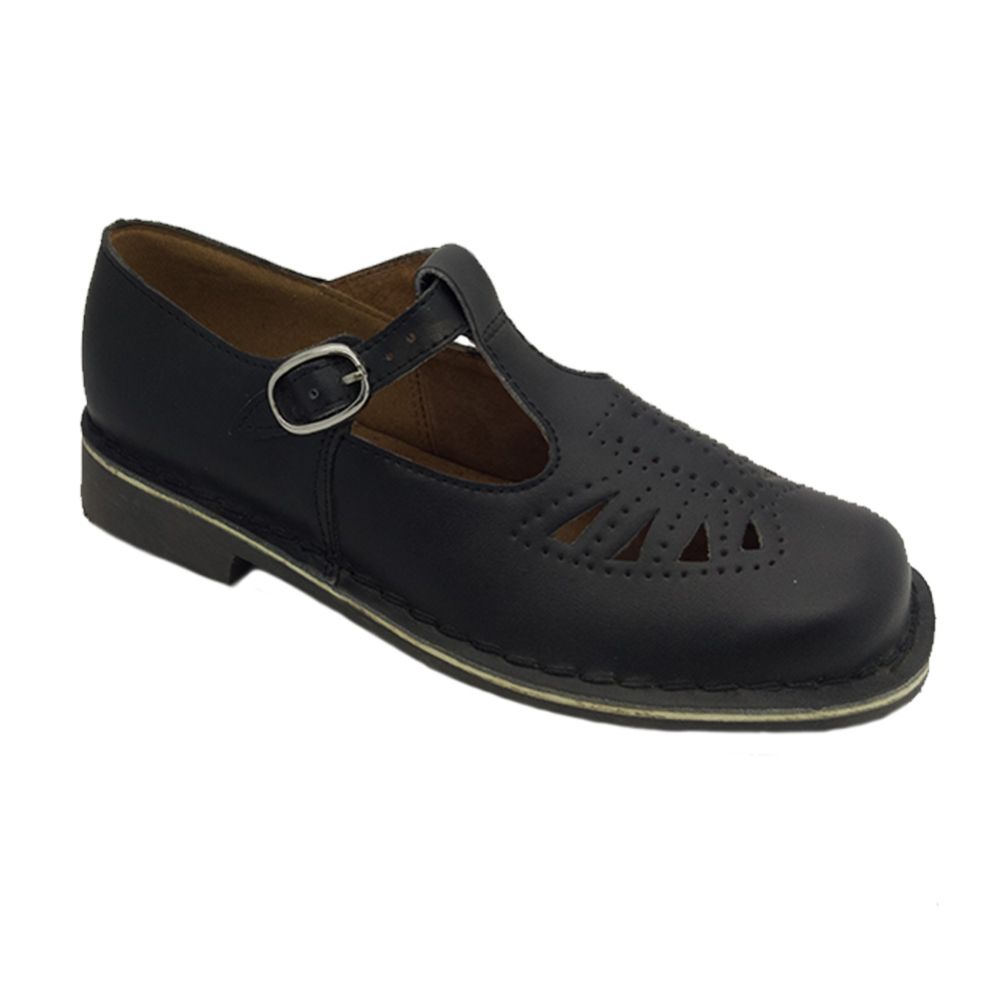 Ladies School Shoes Wilde Jenny Leather Upper T Bar Style Stitched Edges - Picture 8 of 10