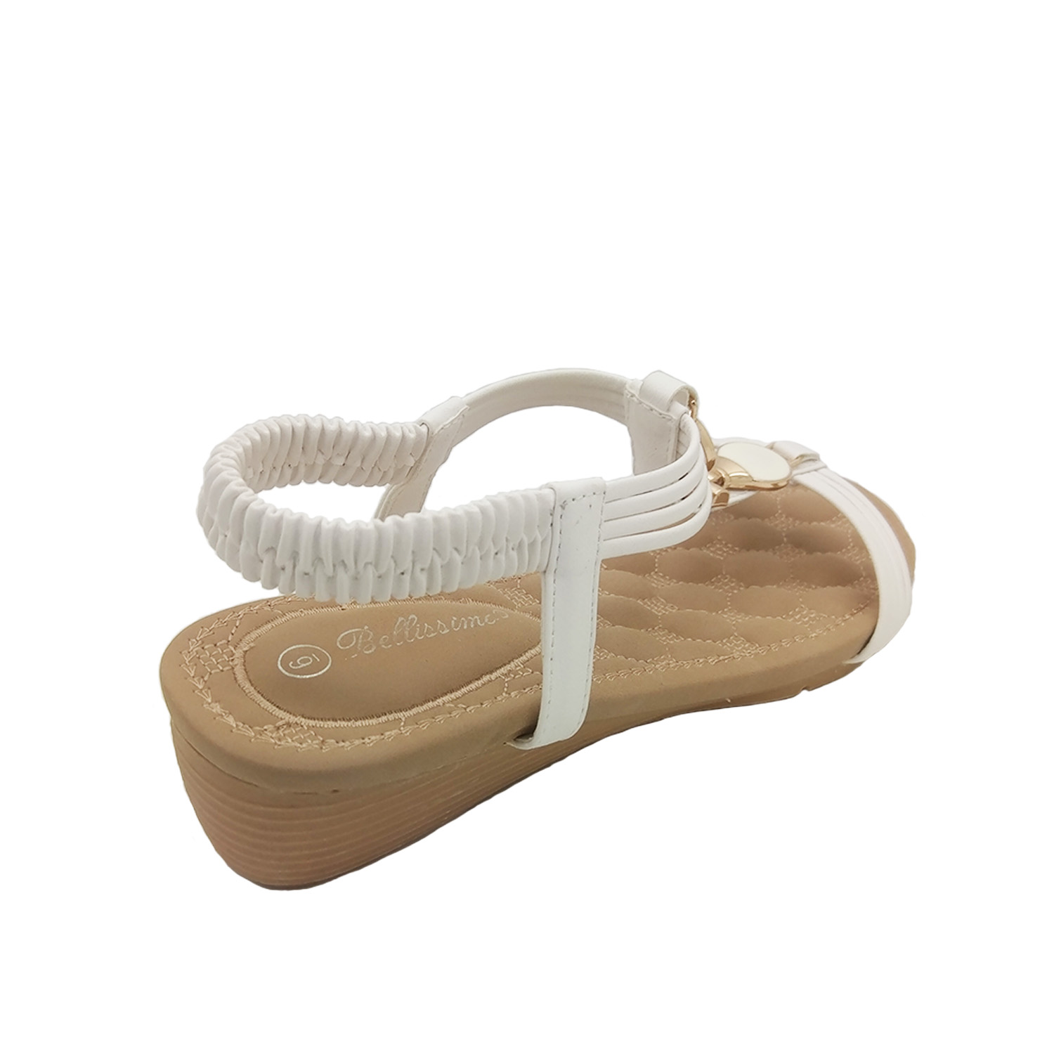Bellissimo Maya Ladies Sandals Strappy Slingback Wedge Sole Metallic ...